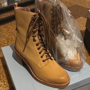 Women's Tan Lace-Up Boots